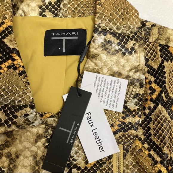 [SOLD] NWT Tahari Yellow Snakeskin Motorcycle Jacket - Picture 3 of 5